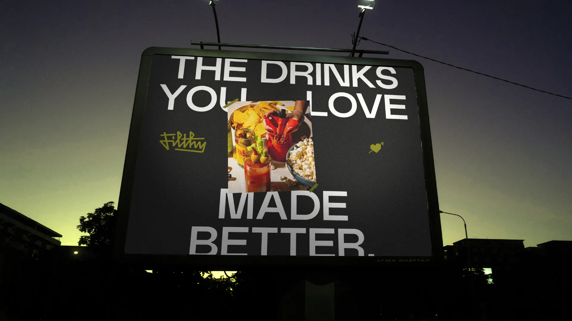 Filthy drinks brand billboard